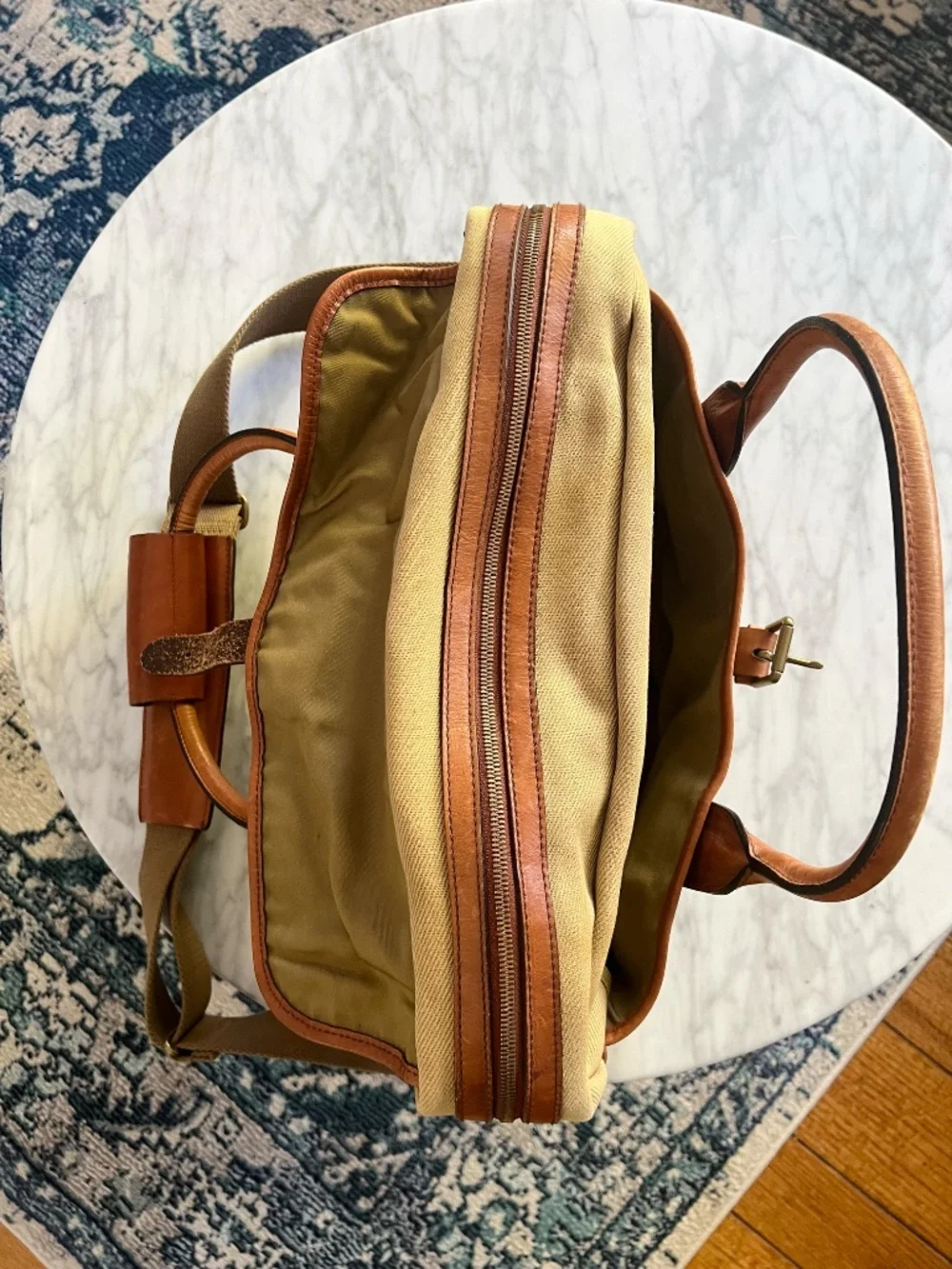 Vintage Polo Ralph Lauren Canvas Leather Weekender Travel Bag